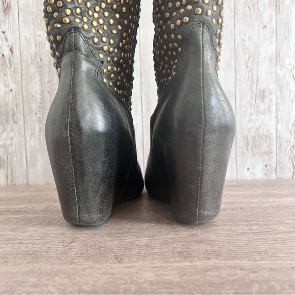 Jeffrey Campbell Studded Western Leather Wedge Boots Size 8.5 - Picture 7 of 8